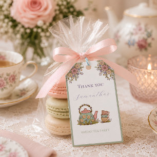Vintage-Teeparty-Brautabschied Dankeschön-Anhänger Geschenkanhänger
