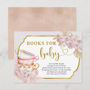 Vintage-Teeparty-Bücher für Baby Einladungspostkarte
