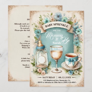 Vintage-Teeparty Jungen-Baby-Sprinkle Einladung