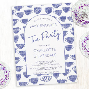Vintage Teetasse Aquarell-Teeparty-Baby-Party Postkarte