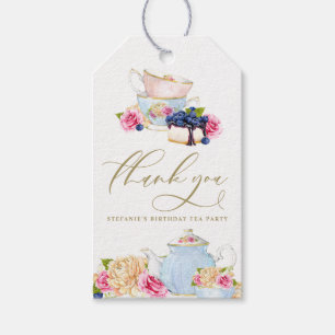Vintage-Teetasse Blaubeer-Käsekuchen Geburtstagsfe Geschenkanhänger