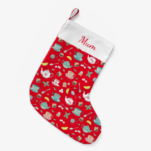 Vintage Teetassen und Tee Tee Drink Gemustert Kleiner Weihnachtsstrumpf