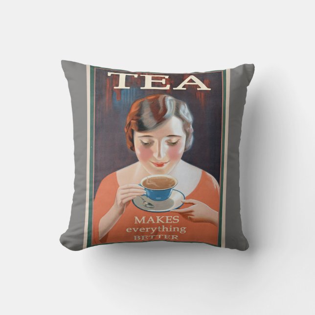 Vintage Teewerbung - Besser Kissen (Vorderseite)