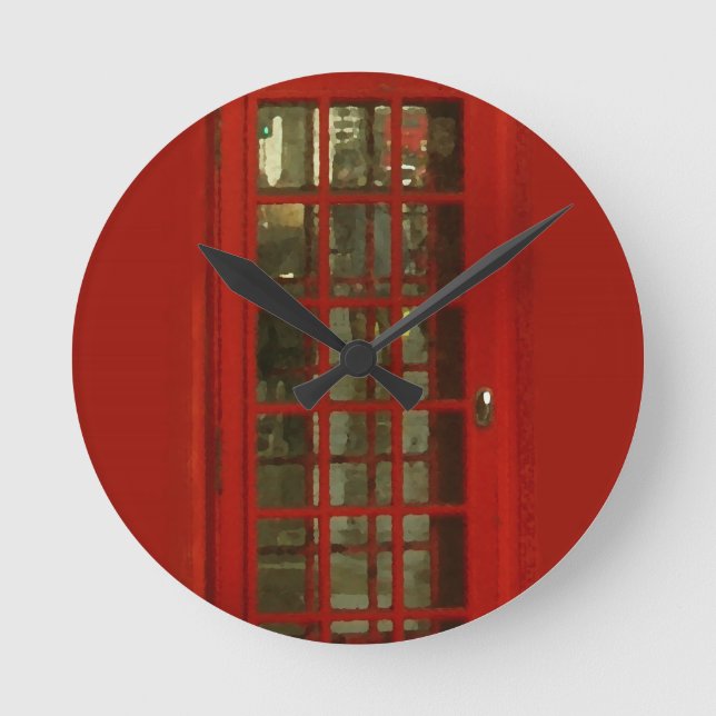 Vintage Telefonbox Runde Wanduhr (Vorderseite)