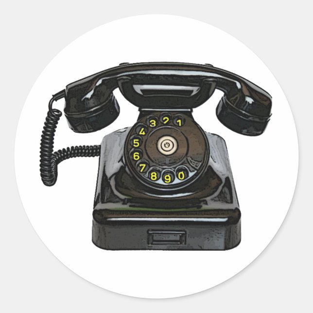 Vintage Telefonrundkleber Runder Aufkleber (Vorderseite)