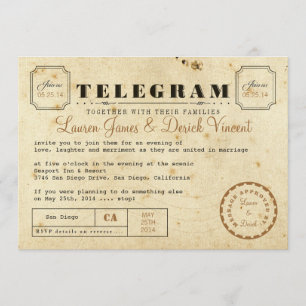 Vintage Telegram Einladungskarte