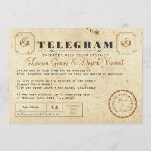 Vintage Telegram Einladungskarte