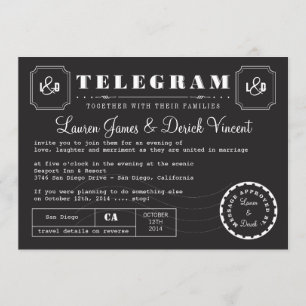 Vintage Telegram-Einladungskarte in Schwarz Einladung