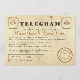 Vintage Telegrammeinladung Postkarte