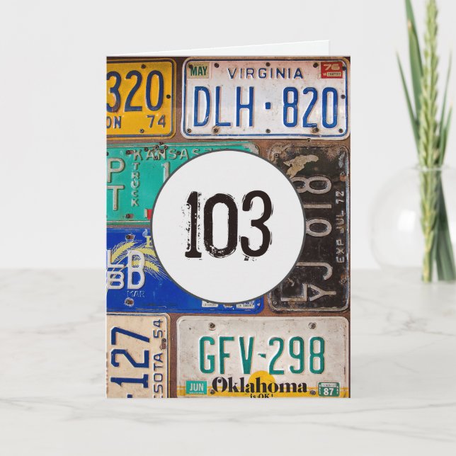 Vintage Teller für 103. Geburtstag Karte (Vorderseite)