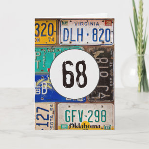 Vintage Teller für den 68. Geburtstag Karte