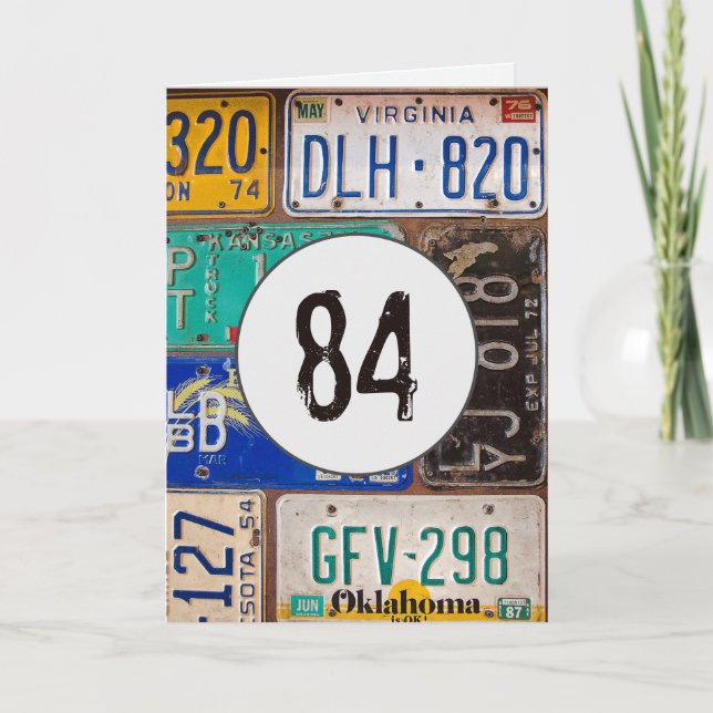Vintage Teller für den 84. Geburtstag Karte (Vorderseite)