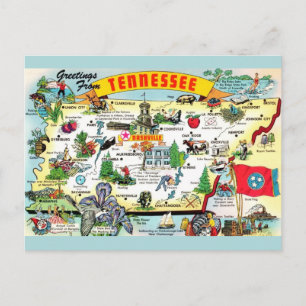Vintage Tennessee-Karte als Postkarte 
