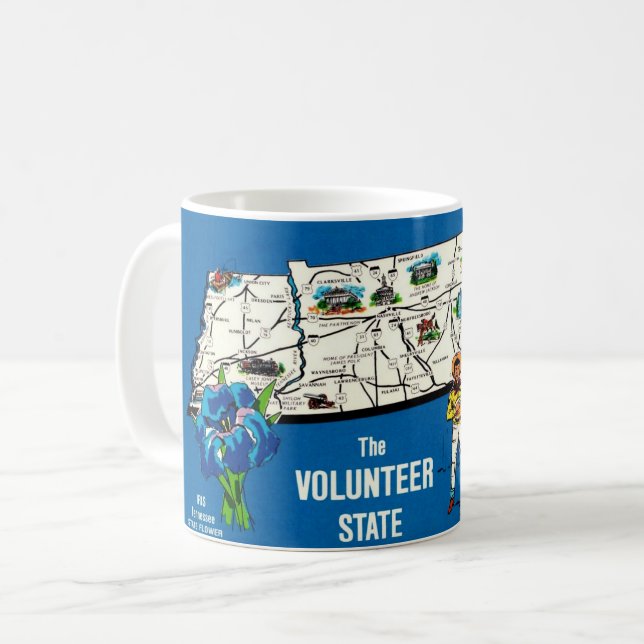Vintage Tennessee-Karte Tasse (Vorderseite Links)