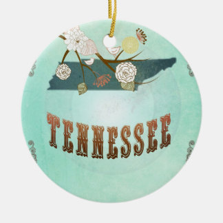 Vintage Tennessee-Staats-Karte - Türkis-Blau Keramikornament