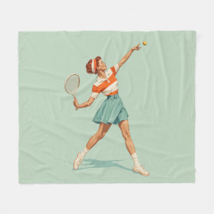Vintage-Tennis-Aufschlag-Illustration Fleecedecke