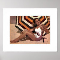 Vintage Tennis Lady on the Beach