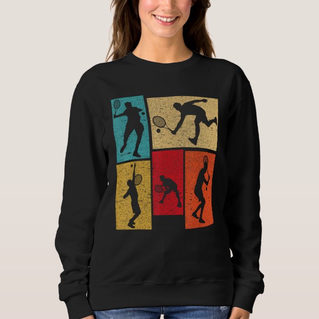 Vintage Tennis Silhouette Retro Vintage Player Sweatshirt (Vorderseite)
