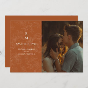 Vintage Terracotta-Hochzeit Sichern Sie das Datum