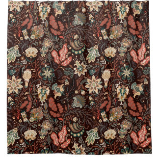 Vintage Terrakotta-Folk-Paisley-Erde-Töne-Blumen Duschvorhang