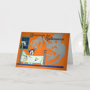 Vintage Terrifiant Carte Fantôme Halloween   