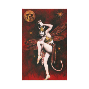 Vintage Teufel-Dame Dancer Wrapped Canvas Leinwanddruck