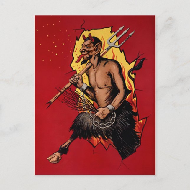 Vintage Teufel Krampus Postkarte (Vorderseite)