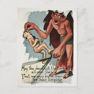 Vintage Teufel Zehen Postkarte
