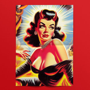Vintage teuflisches Pin-Up-Girl Seidenpapier