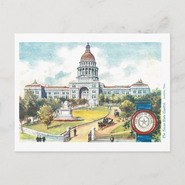 Vintage Texas Hauptstadt mit Siegel Postkarte (Vorderseite)
