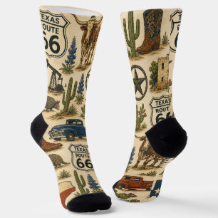 Vintage Texas Route 66 Western Wüsten-Reise-Kunst Socken