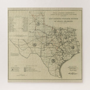 Vintage Texas Straßenkarte (1917)