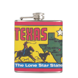 Vintage Texas-Werbeaktion-Illustration mit Cowboy Flachmann