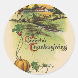 Vintage Thanksgiving Bauernhof-Aufkleber Runder Aufkleber