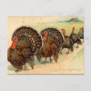 vintage Thanksgiving-Feiertagsszene Postkarte