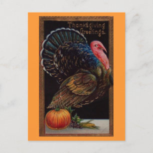Vintage-Thanksgiving-Pute Feiertagspostkarte