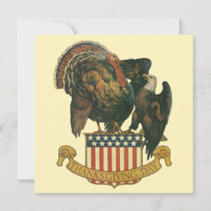 Vintage Thanksgiving Truthahn, Adler, amerikanisch Einladung