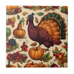 Vintage Thanksgiving-Truthahn  Fliese