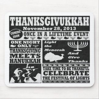 Vintage Thanksgivukkah Mausunterlage Mousepad
