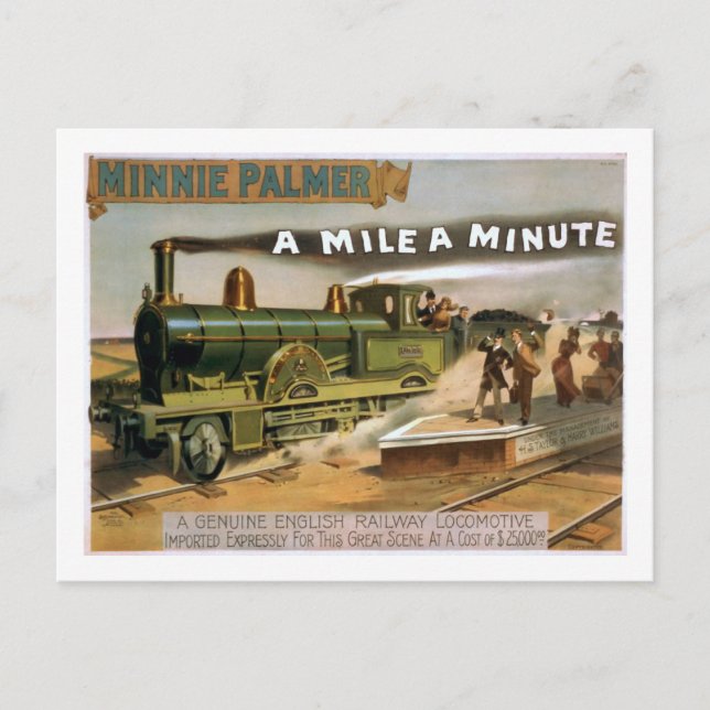 Vintage Theaterbrücke "Eine Meile in einer Minute" Postkarte (Vorderseite)
