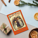 Vintage Themed Christmas Greeting Babies Phone Feiertagskarte<br><div class="desc">This Vintage Themed Retro Christmas Winter Red,  Green and Beige Holiday Postcard with two children speaking by the phone with Chrismas greetings will be perfect for your holiday greeting. You can also find other designs in this stile in my store.</div>