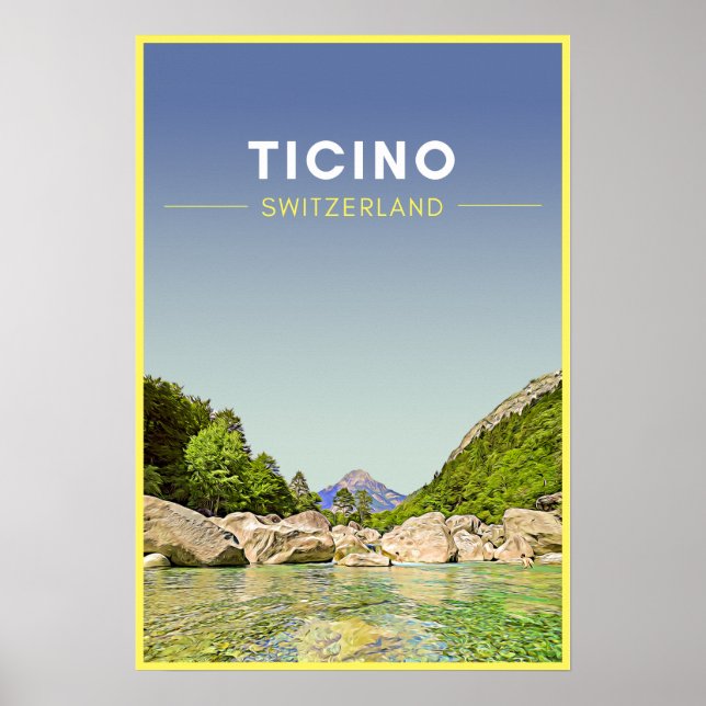 Vintage Ticino Switzerland Travel Poster (Vorne)