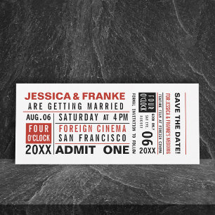 Vintage-Ticket Save-the-Date oder Einladung