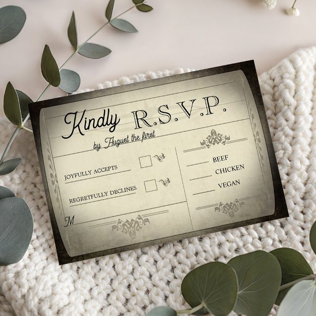 Vintage Ticket Style Wedding RSVP Karte (Vintage Ticket Style Wedding RSVP)