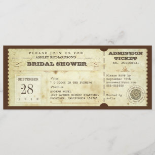 Vintage Tickets für das Brautparty Typografie Einladung