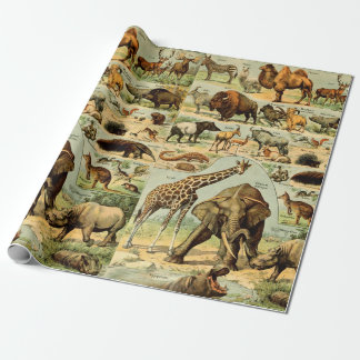 Vintage-Tierdruck afrikanische Wildtiere Geschenkpapier