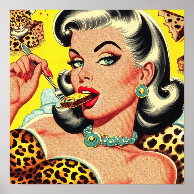 Vintage TierdruckGirl Poster (Vorne)