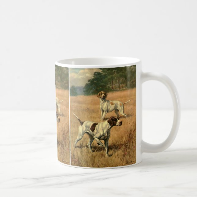 Vintage Tiere, englische Hunde auf Zeigerjagd Kaffeetasse (Rechts)