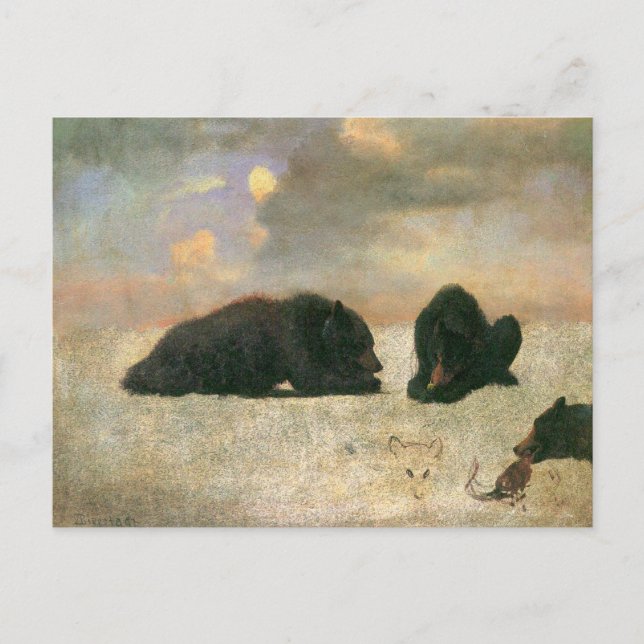 Vintage Tiere, Grizzly Bars von Albert Bierstadt Postkarte (Vorderseite)