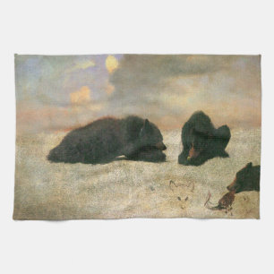 Vintage-Tiere, Grizzlybären von Albert Bierstadt Geschirrtuch